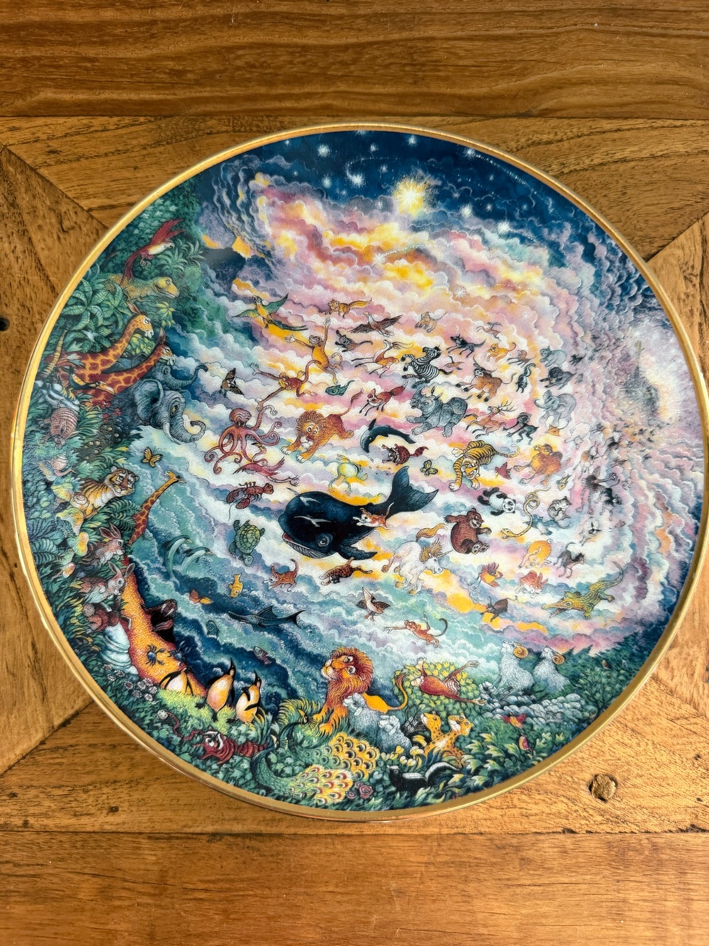 Franklin Mint White Plate with Black Illustration